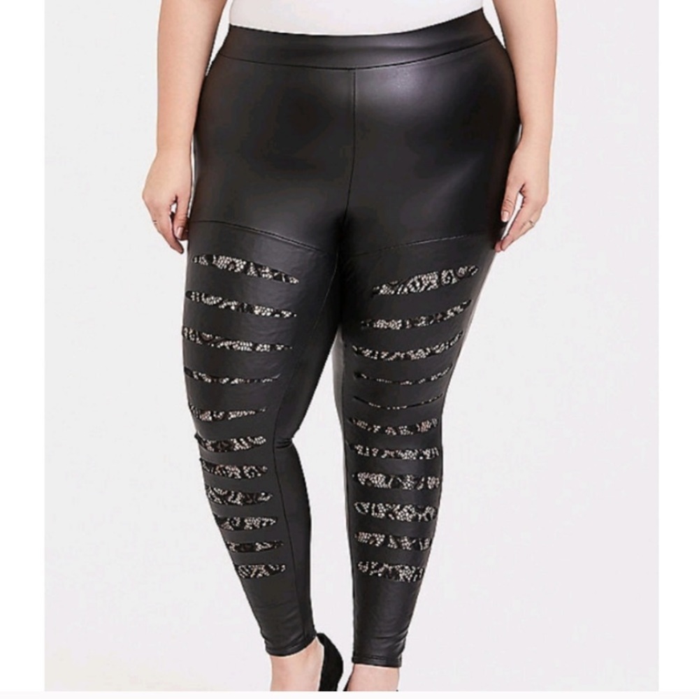 Torrid Shredded Front Leather Leggings